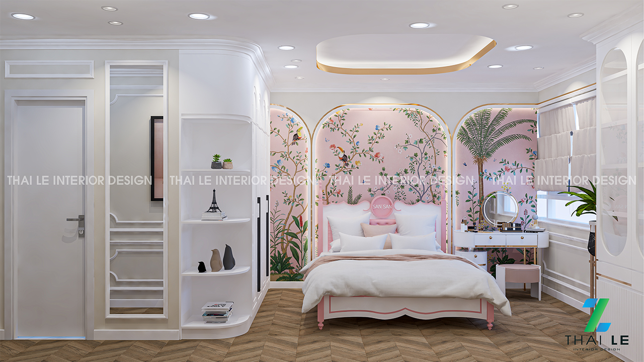 Ý tưởng trang trí phòng ngủ màu hồng cho nàng